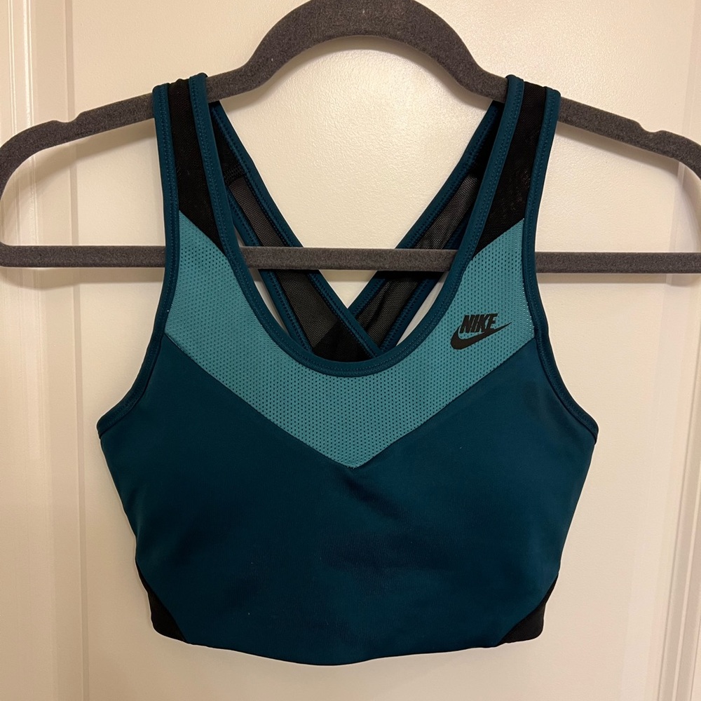 Nike Dri-fit Swoosh deep teal sports bra, Size M